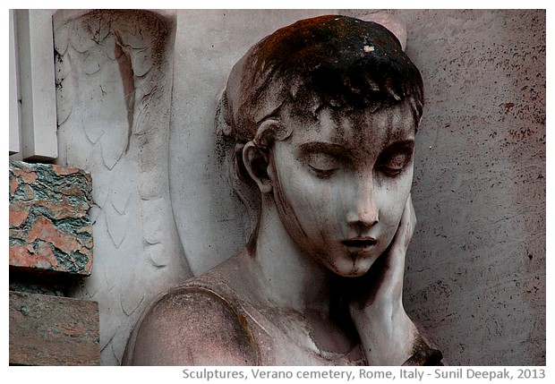 Women's sculptures in white, Verano cemetery, Rome, Italy - images by Sunil Deepak, 2013