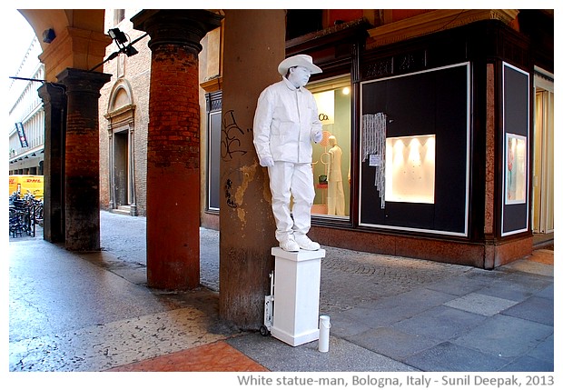 Statue man in white, Bologna, Italy - images by Sunil Deepak, 2013