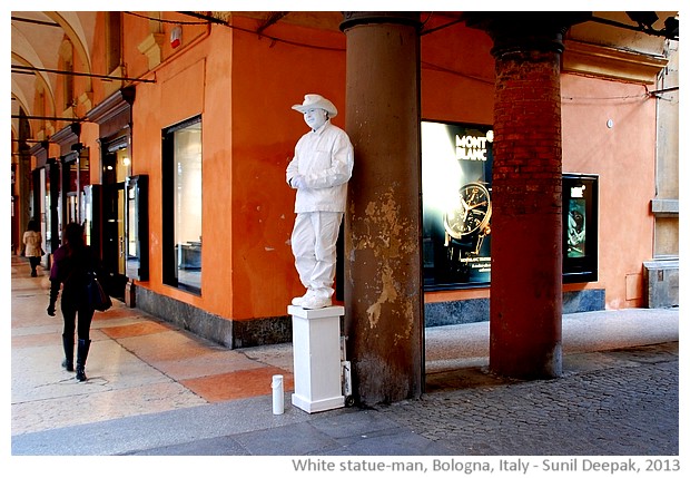 Statue man in white, Bologna, Italy - images by Sunil Deepak, 2013