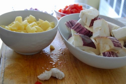 Recipe potatoes and eggplant