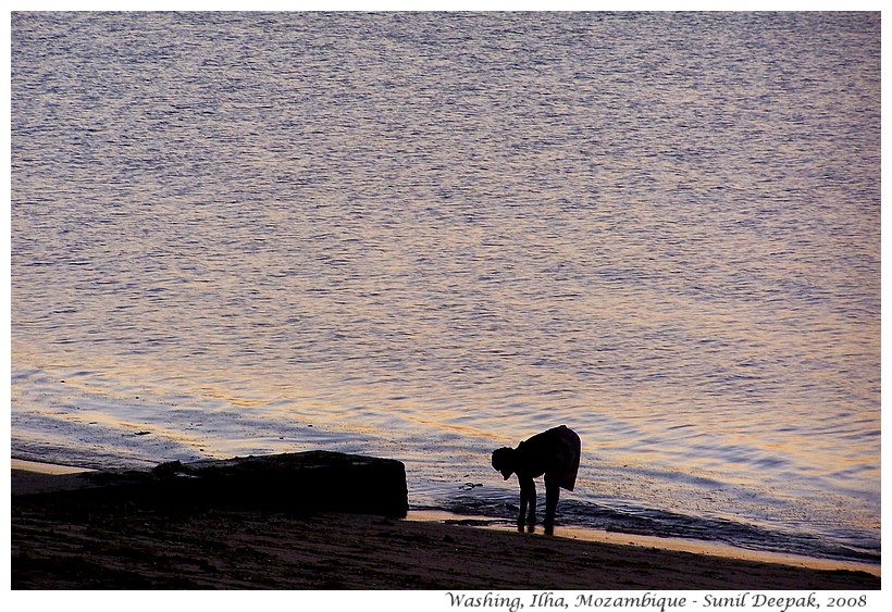 Woman washing, Ilha, Mozmabique, Africa - Images by Sunil Deepak