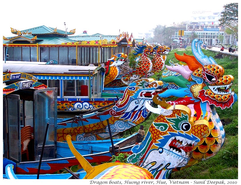 Traditional dragon boats, Huong river, Hue, Vietnam - Images by Sunil Deepak