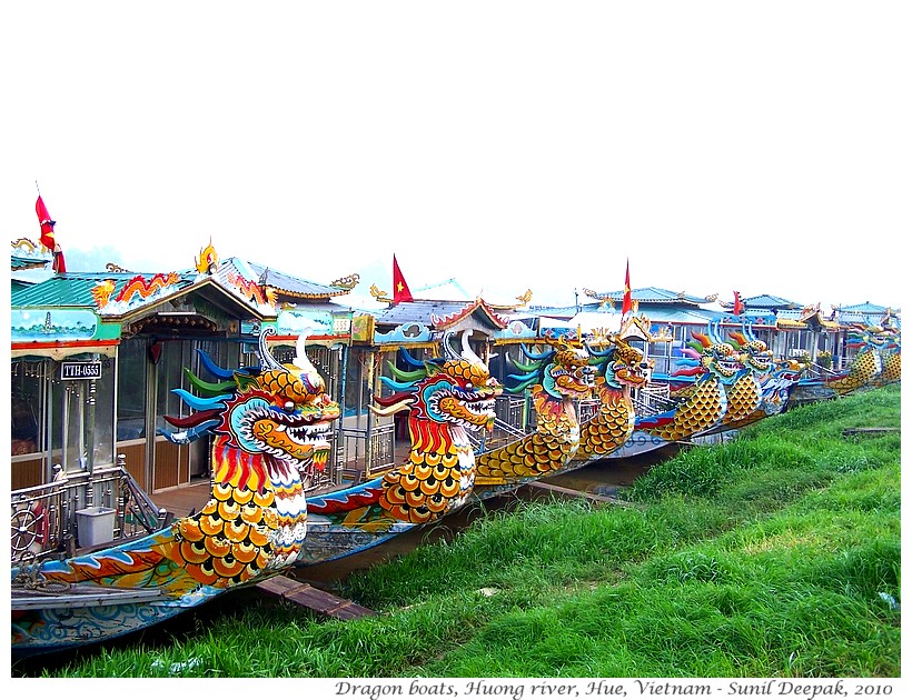 Traditional dragon boats, Huong river, Hue, Vietnam - Images by Sunil Deepak