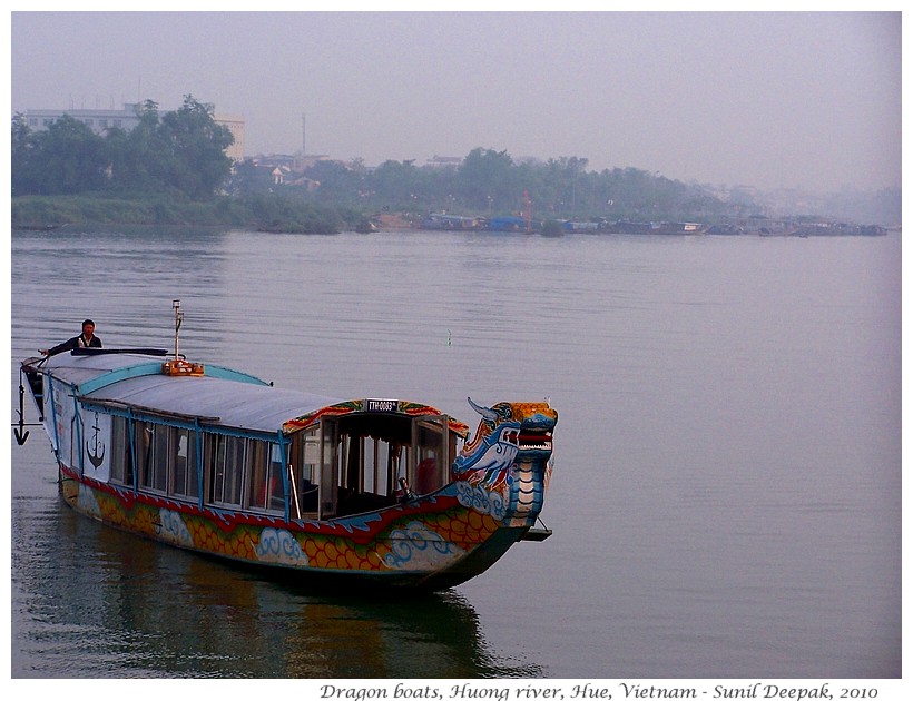Traditional dragon boats, Huong river, Hue, Vietnam - Images by Sunil Deepak