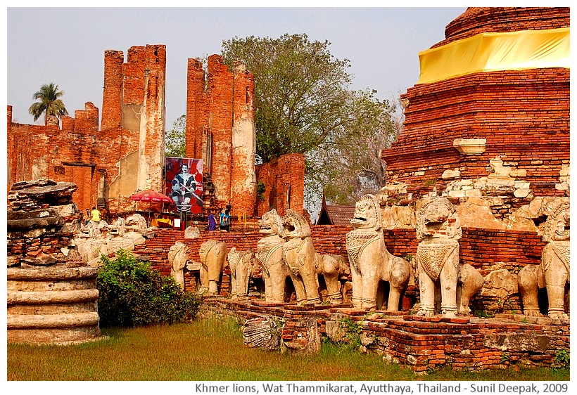 Wat Thammakarat temple lions, Ayutthaya, Thailand - Images by Sunil Deepak, 2009