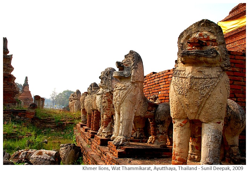 Wat Thammakarat temple lions, Ayutthaya, Thailand - Images by Sunil Deepak, 2009