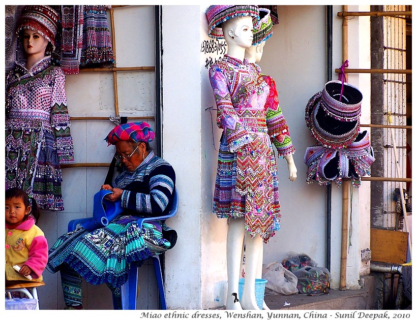 Miao ethnic dress market, Wenshan, Yunnan, China - Images by Sunil Deepak