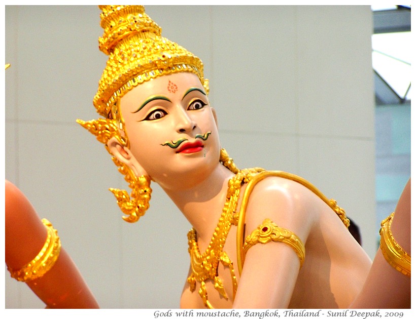 Statues of gods with moustaches, Bangkok, Thailand - Images by Sunil Deepak