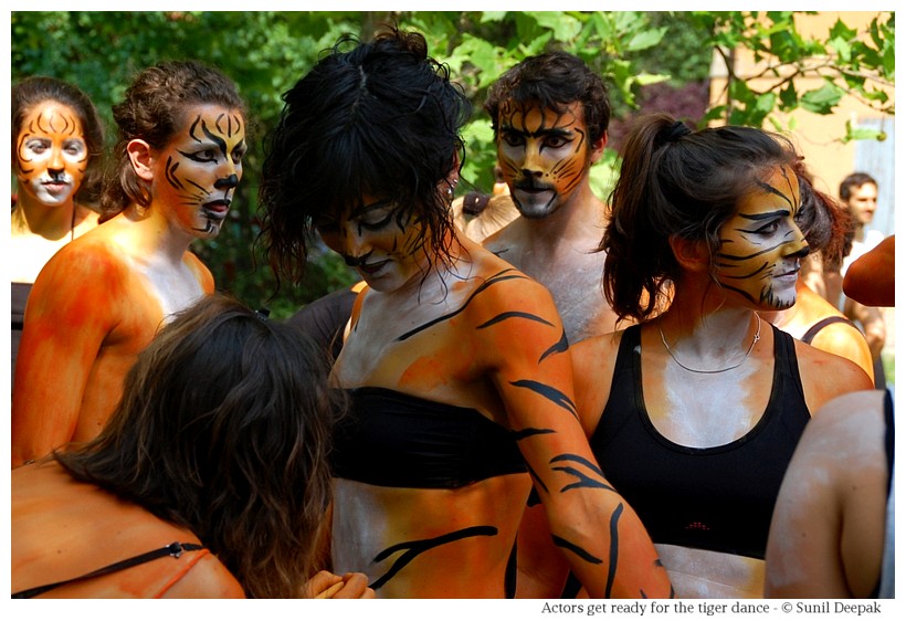 Artists getting ready for dance and theatre performances