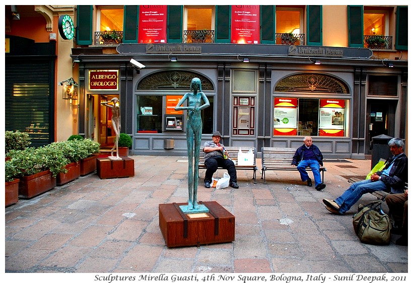 Sculptures in Piazza 4 Novembre, Bologna, Italy - Images by Sunil Deepak