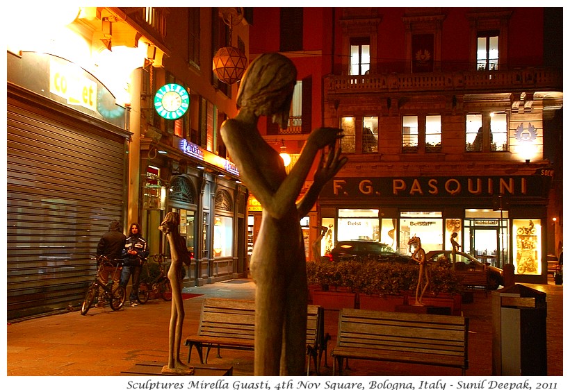 Sculptures in Piazza 4 Novembre, Bologna, Italy - Images by Sunil Deepak