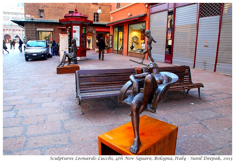 Sculptures in Piazza 4 Novembre, Bologna, Italy - Images by Sunil Deepak