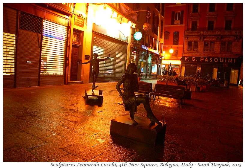 Sculptures in Piazza 4 Novembre, Bologna, Italy - Images by Sunil Deepak