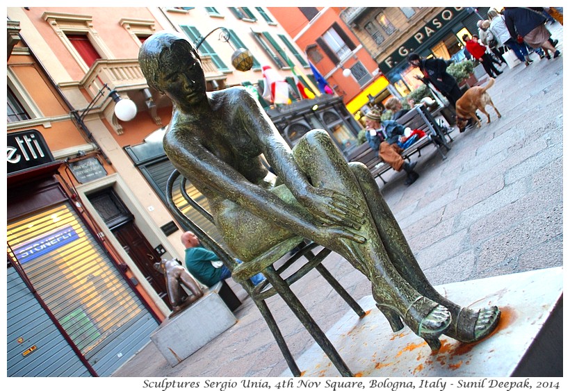 Sculptures in Piazza 4 Novembre, Bologna, Italy - Images by Sunil Deepak