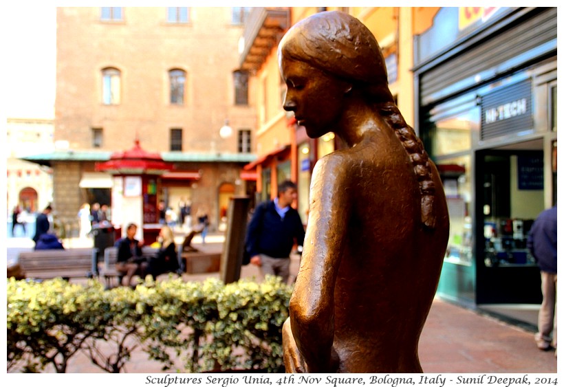 Sculptures in Piazza 4 Novembre, Bologna, Italy - Images by Sunil Deepak