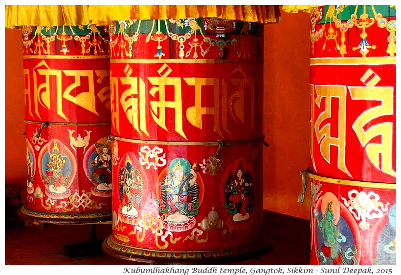 Giant prayer drums of Kubumlhakhang temple, Gangtok, Sikkim, India - Images by Sunil Deepak