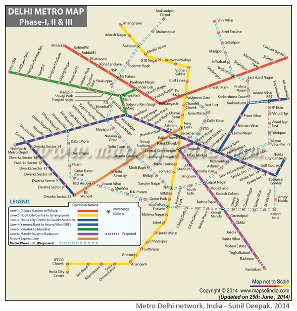 Rete della metroplitana di Delhi, India