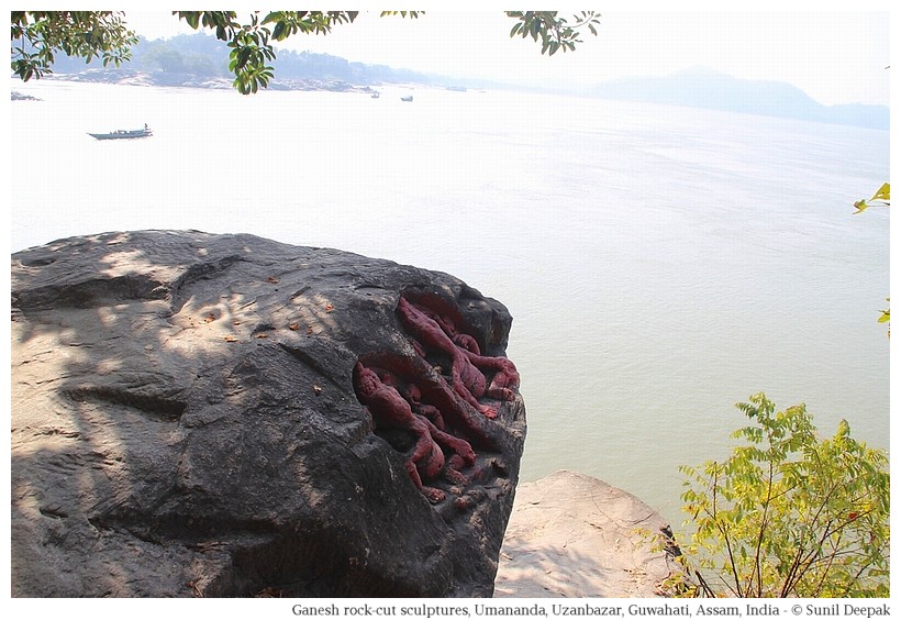 Ganesh, Rock-cut sculptures of Umananada, Guwahati, Assam, India