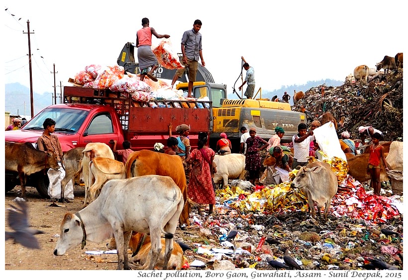 Sachet pollution in India - Images by Sunil Deepak