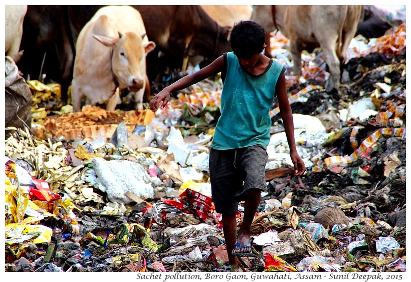 Sachet pollution in India - Images by Sunil Deepak