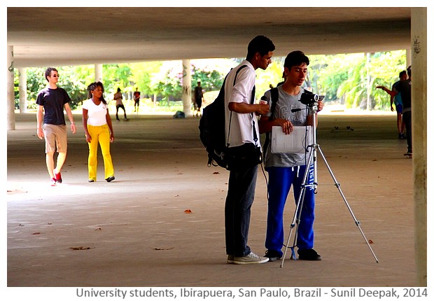 University students shooting video, San Paulo, Brazil - Images by Sunil Deepak, 2014