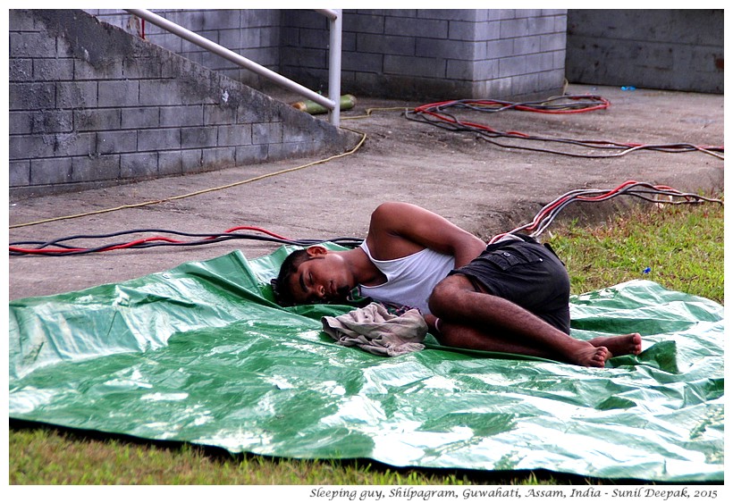 Guy sleeping, Rock Music Concert, Guwahati, Assam, India - Images by Sunil Deepak