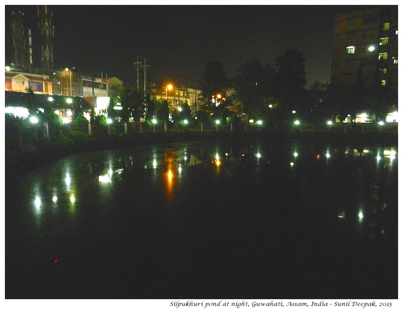 Silpukhuri pond at night, Guwahati, Assam, India - Images by Sunil Deepak