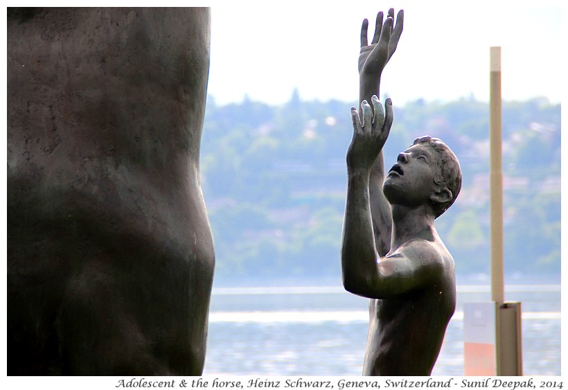 Adolescent & the horse, sculpture by Heinz Schwarz, Geneva, Switzerland - Images by Sunil Deepak