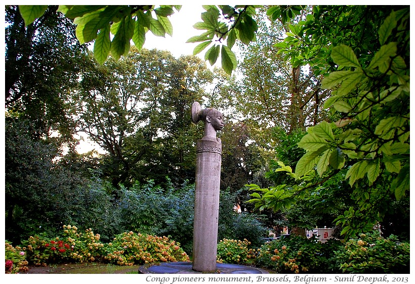 Congo pioneers colonial monument, Brussels, Belgium - Images by Sunil Deepak, 2013