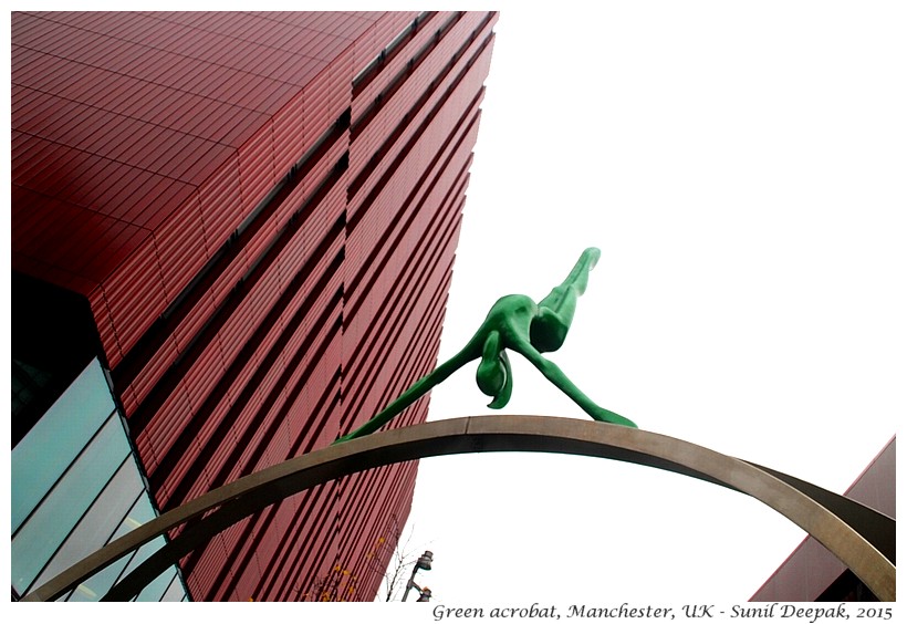 Street art - colourful acrobats, Manchester, UK - Images by Sunil Deepak