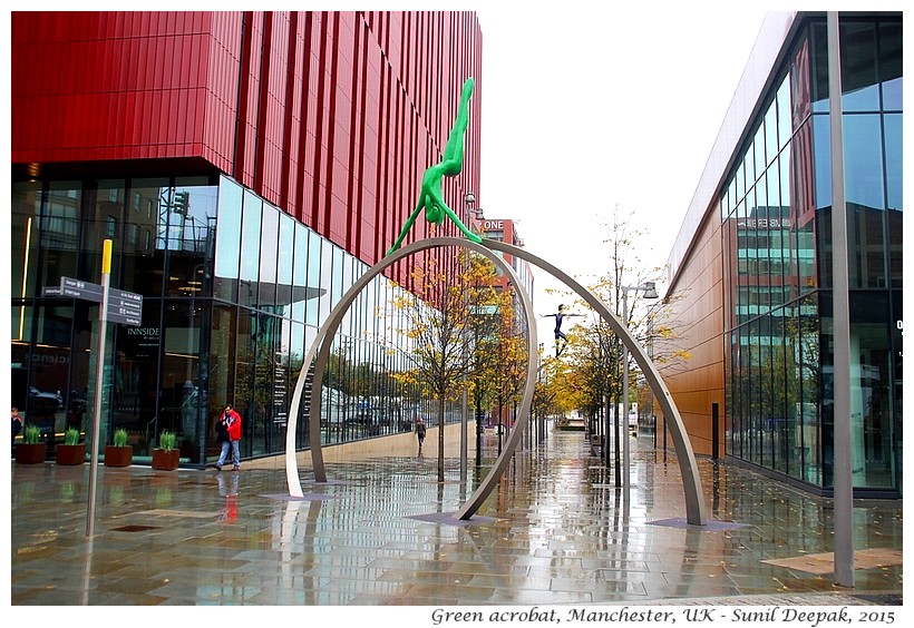 Street art - colourful acrobats, Manchester, UK - Images by Sunil Deepak