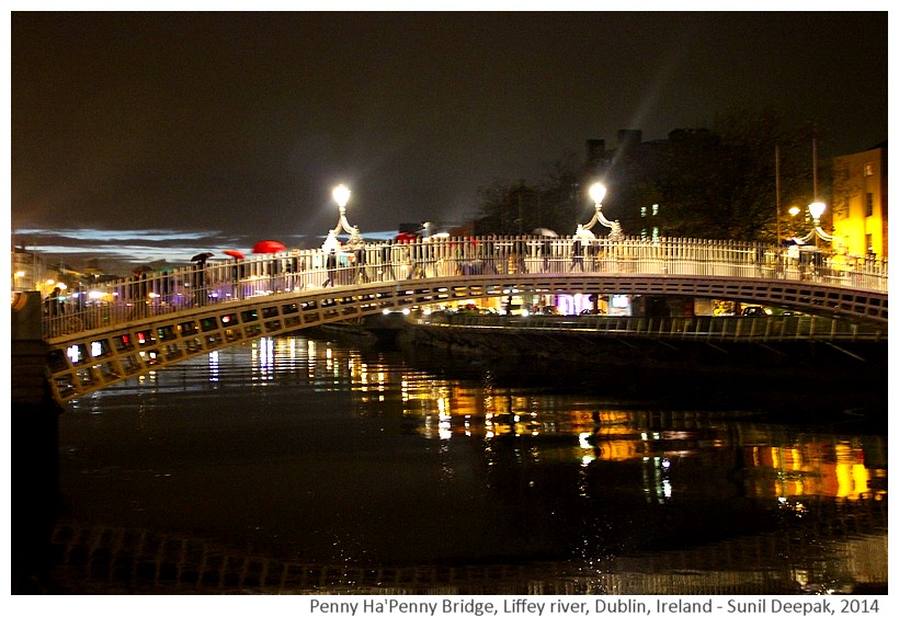 Penny Ha'Penny Bridge, Liffey river, Dublin, Ireland - Images by Sunil Deepak, 2014