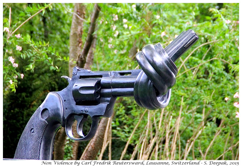 Non violence by Carl Fredrik Reutersward, Olympic museum, Lausanne, Switzerland - Images by Sunil Deepak