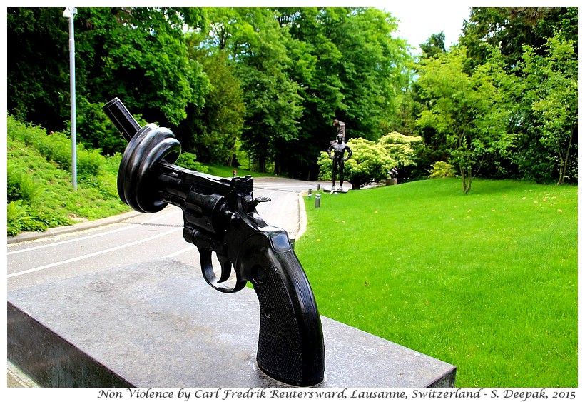 Non violence by Carl Fredrik Reutersward, Olympic museum, Lausanne, Switzerland - Images by Sunil Deepak