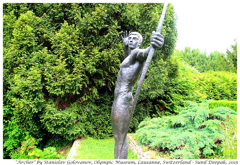 The archer by Stanislav Golovanov, Olympic museum, Lausanne, Switzerland - Images by Sunil Deepak, 2015