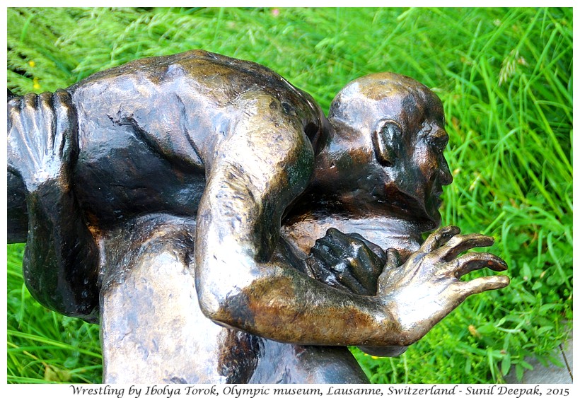 Wrestling by Ibolya Torok, Olympic museum, Lausanne, Switzerland - Images by Sunil Deepak