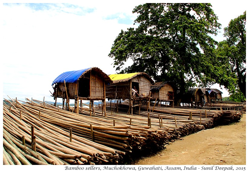 Bamboo shops, Muchokhowa, Guwahati, Assam, India - Images by Sunil Deepak