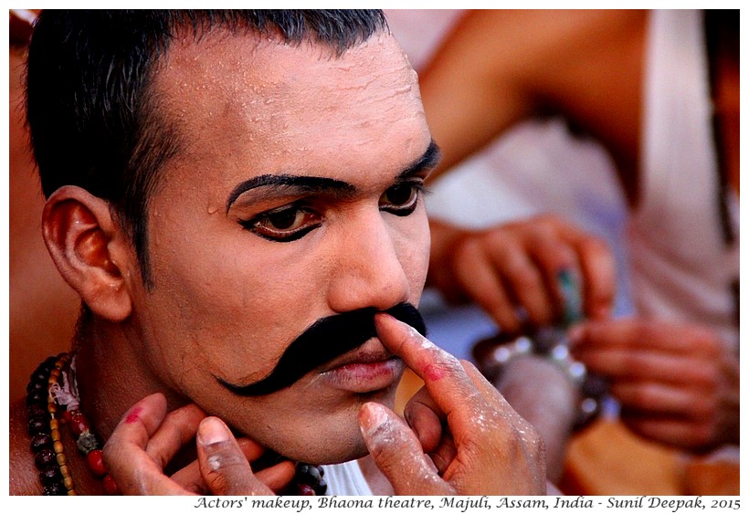 Actors makeup, Bhaona traditional theatre, Majuli, Assam, India - Images by Sunil Deepak