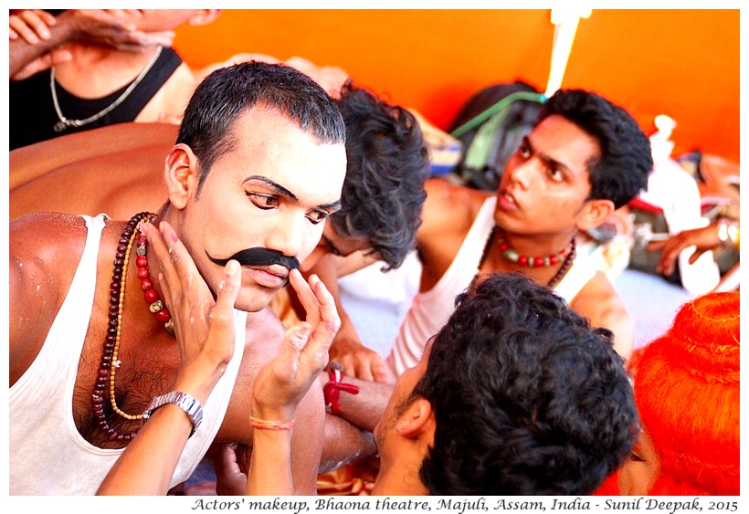 Actors makeup, Bhaona traditional theatre, Majuli, Assam, India - Images by Sunil Deepak