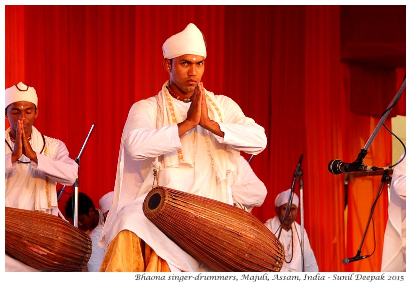 Singers-musicians of Bhaona traditional theatre, Majuli, Assam, India - Images by Sunil Deepak