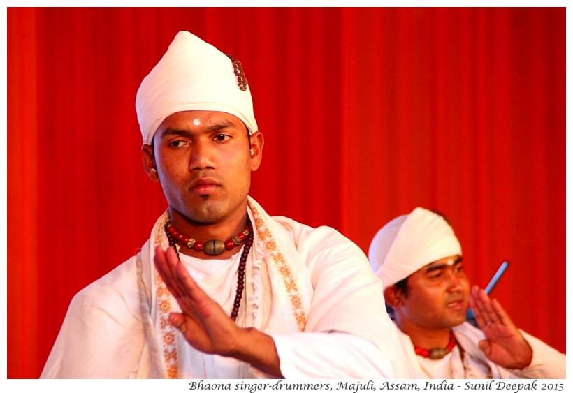 Singers-musicians of Bhaona traditional theatre, Majuli, Assam, India - Images by Sunil Deepak