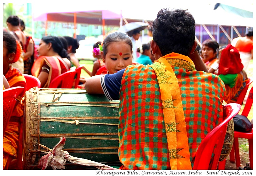 Young dancers-musicians wait for traditional Bihu festivities, Guwahati, Assam, India - Images by Sunil Deepak