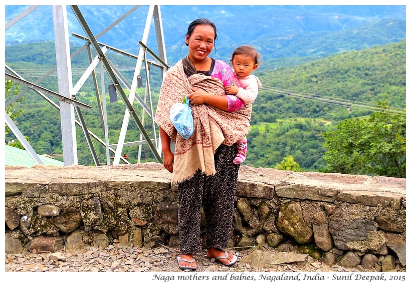 Mother carrying a baby, Nagaland, India - Images by Sunil Deepak