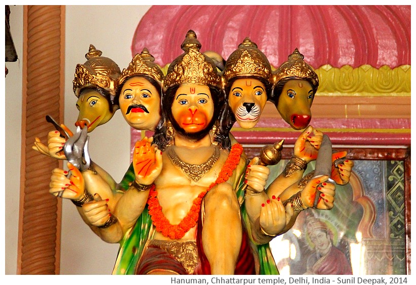 Hanuman statues, Chhattarpur temple complex, Delhi, India - Images by Sunil Deepak, 2014