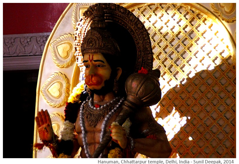 Hanuman statues, Chhattarpur temple complex, Delhi, India - Images by Sunil Deepak, 2014