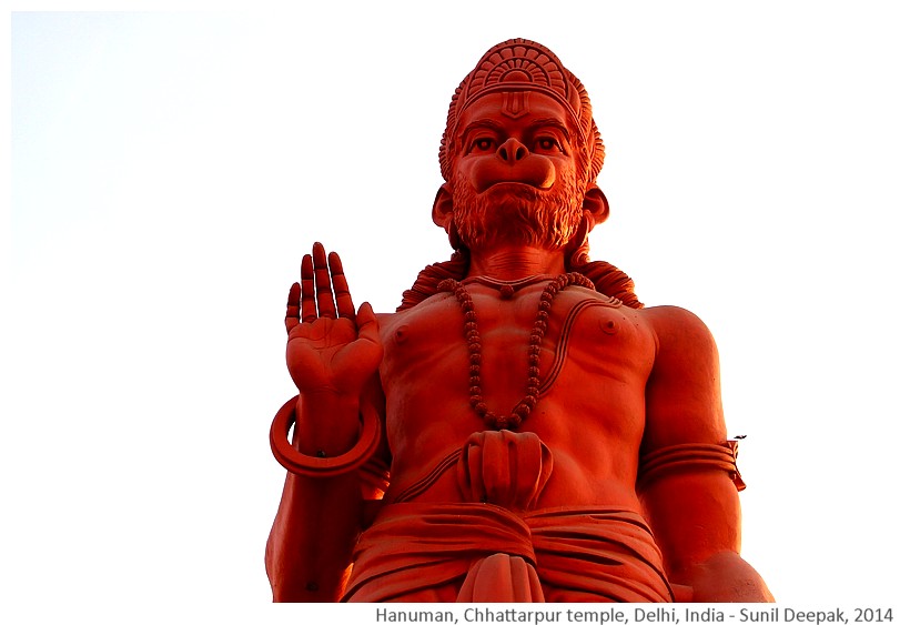 Hanuman statues, Chhattarpur temple complex, Delhi, India - Images by Sunil Deepak, 2014