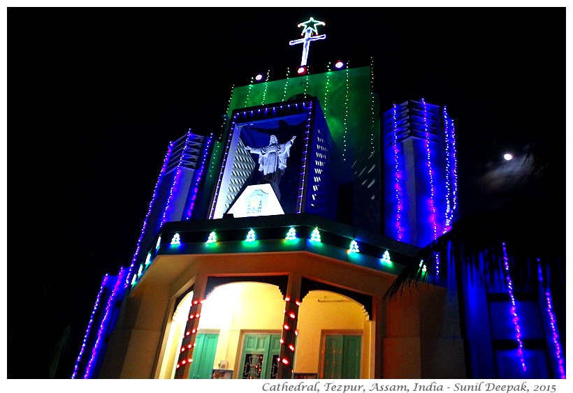 Christmas lights, cathedral, Tezpur, Assam, India - Images by Sunil Deepak, 2015