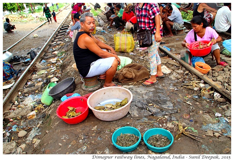 Market on railway line, Dimapur, Nagaland, India - Images by Sunil Deepak