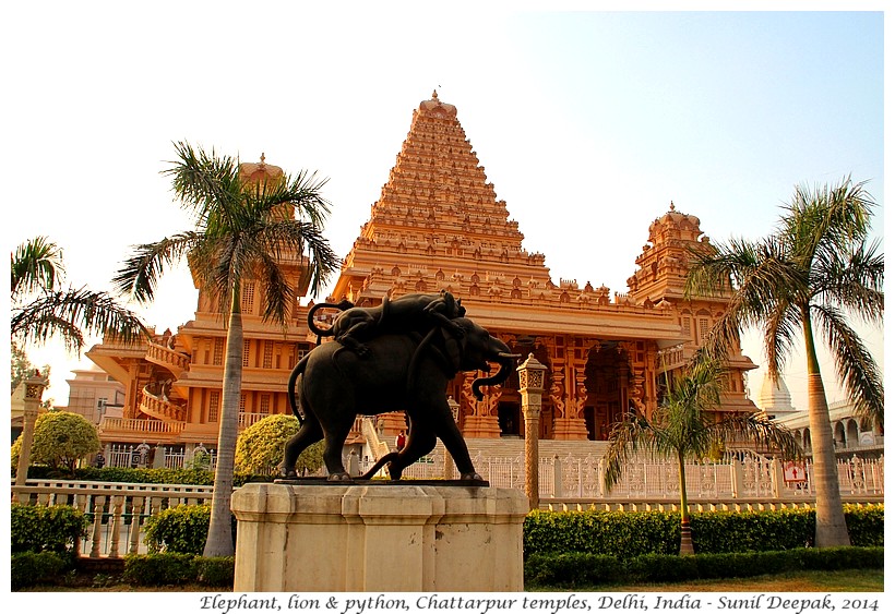 Elephant, lion & python statue, Chattarpur, Delhi, India - Images by Sunil Deepak