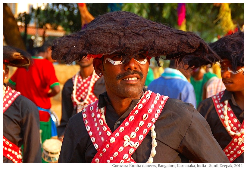 Gaurava dancers, bear caps, Karnataka, India - Images by Sunil Deepak